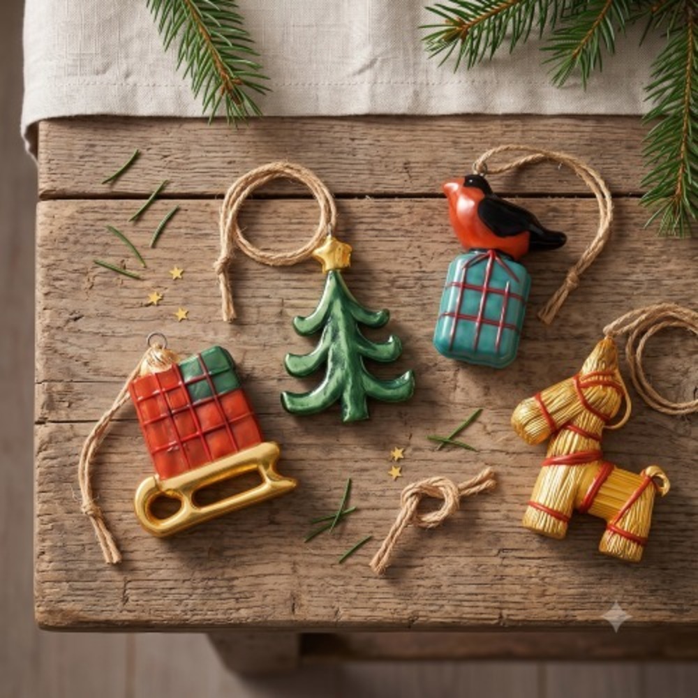 IKEA VINTERFINT Glass Christmas Ornament Set of 4 Discontinued Scandinavian